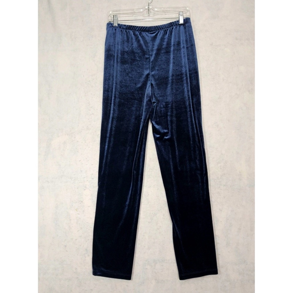 Chicos Velvet Leggings Women Sz 0 US 4 Small Stretch Blue Pull On Straight Leg